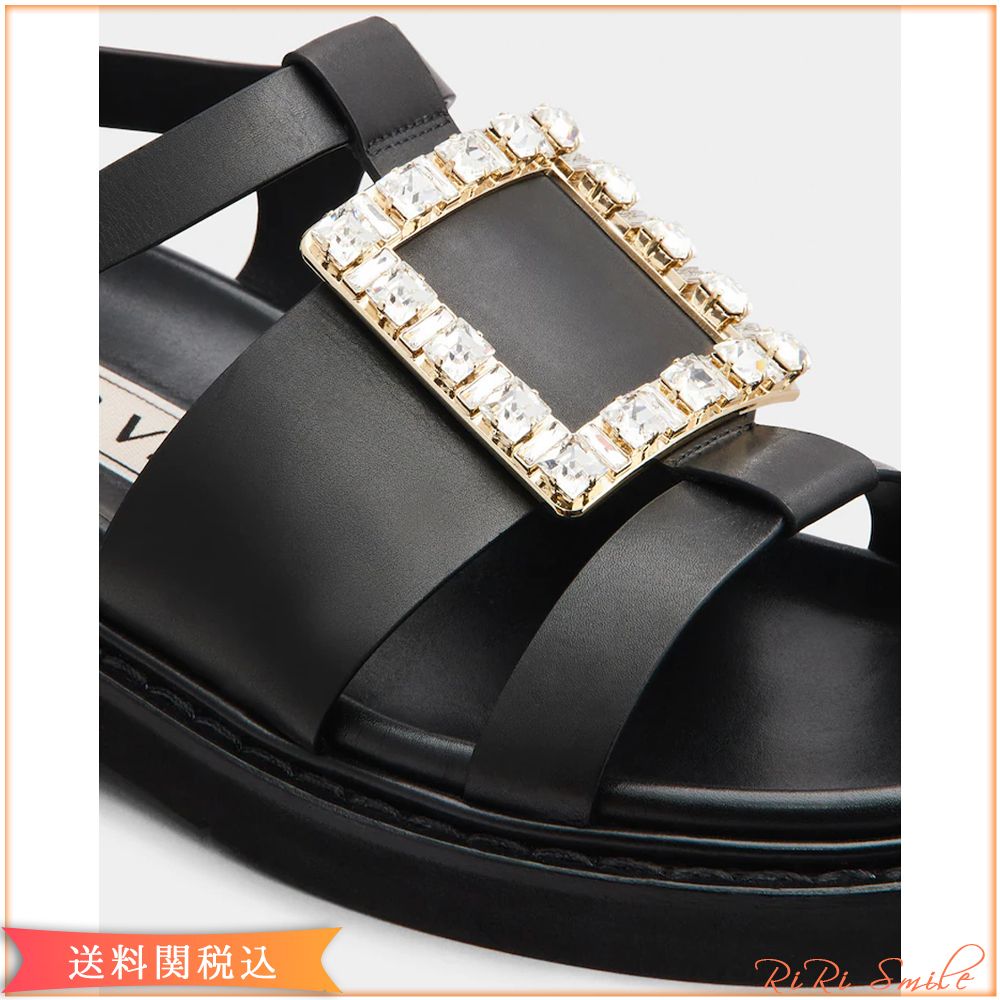 ROGER VIVIER VIV RANGERS ビジュー バックル レザー サンダル ROGER VIVIER VIV RANGERS ビジュー バックル レザー サンダル