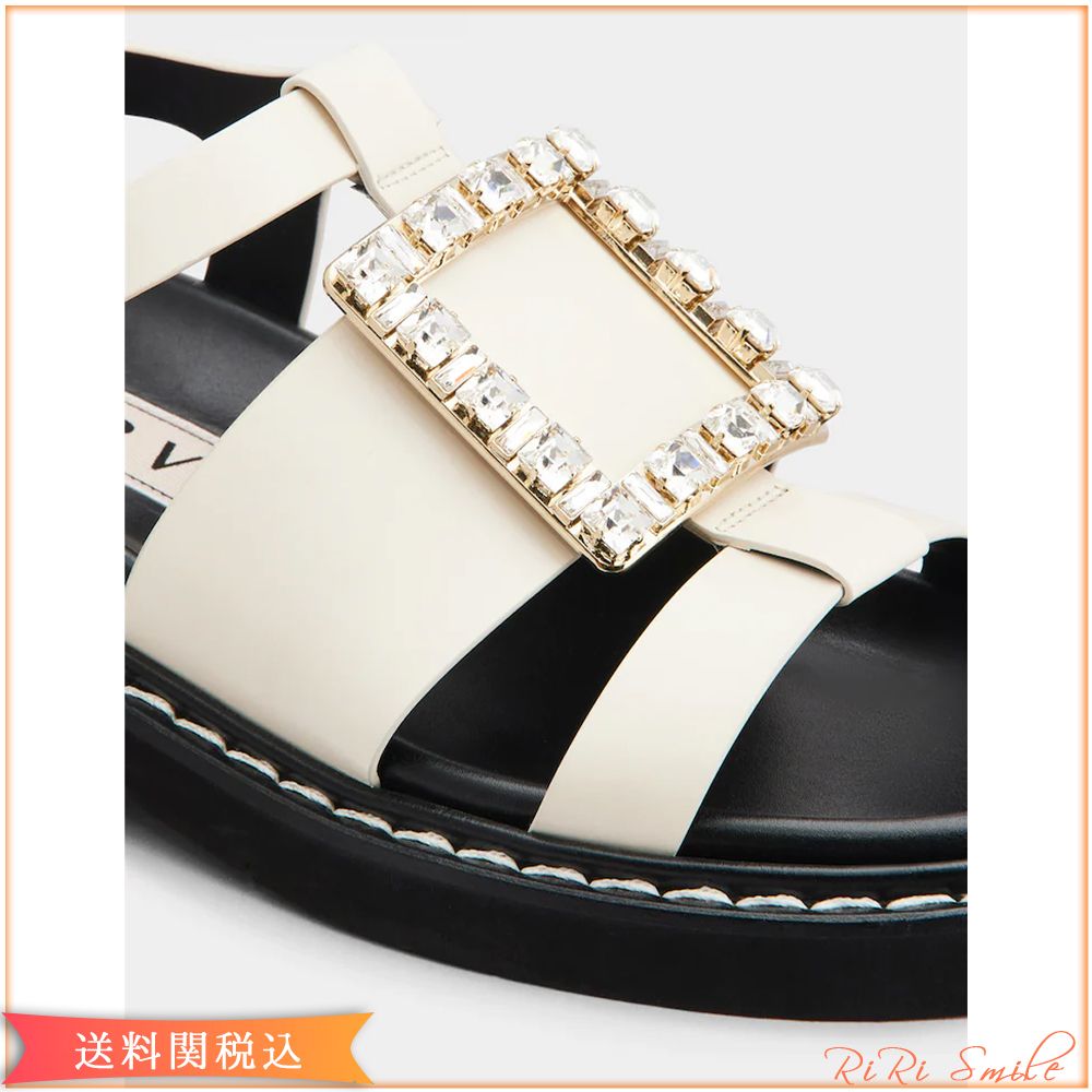 ROGER VIVIER VIV RANGERS ビジュー バックル レザー サンダル (Roger ROGER VIVIER VIV RANGERS ビジュー バックル レザー サンダル (Roger