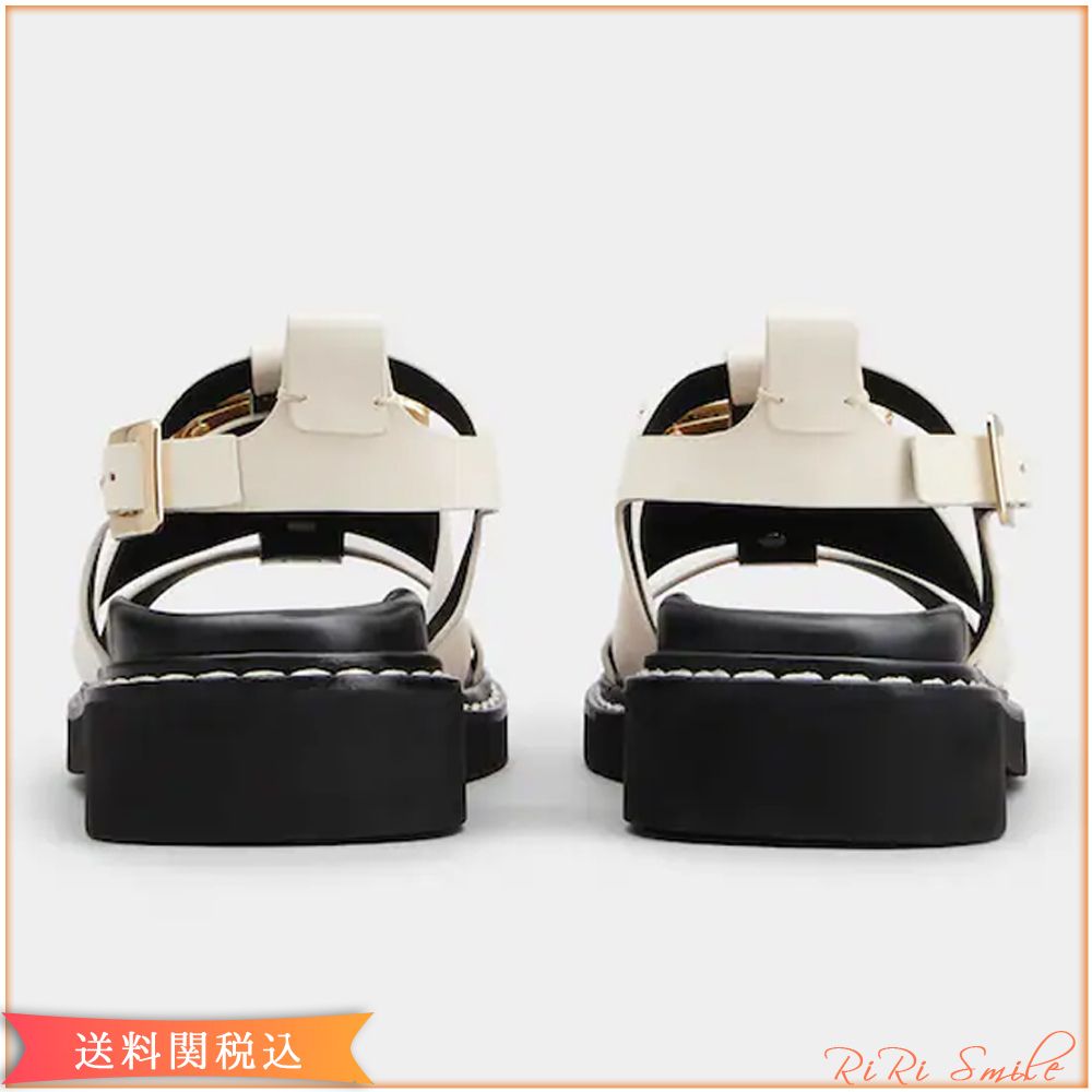 ROGER VIVIER VIV RANGERS ビジュー バックル レザー サンダル (Roger ROGER VIVIER VIV RANGERS ビジュー バックル レザー サンダル (Roger