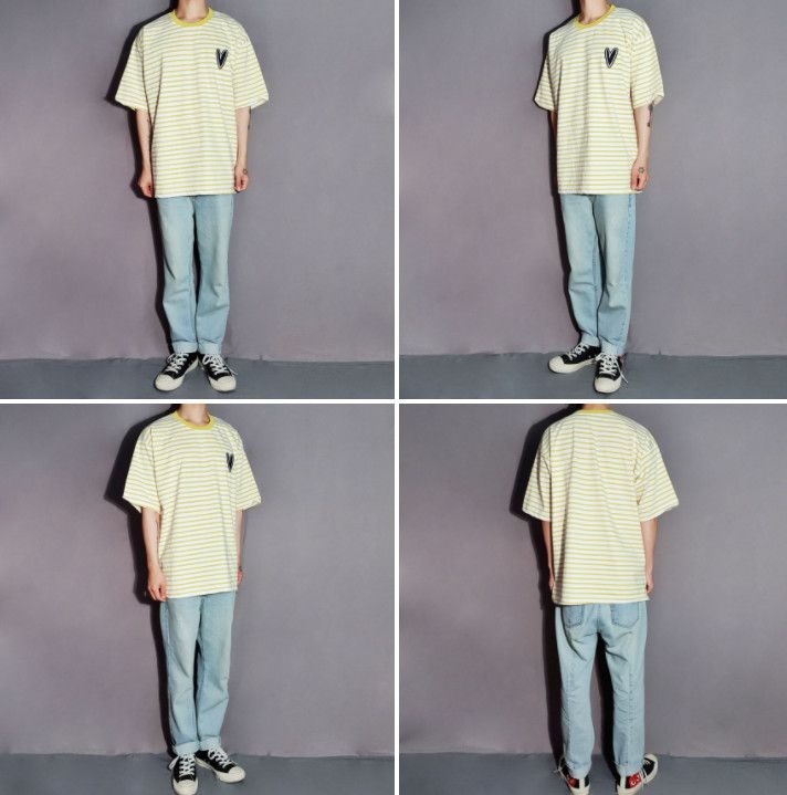 ☆ROYNINE☆ イエロー＆ホワイトボーダー半袖Tシャツ ☆ROYNINE☆ イエロー＆ホワイトボーダー半袖Tシャツ (Tシャツ
