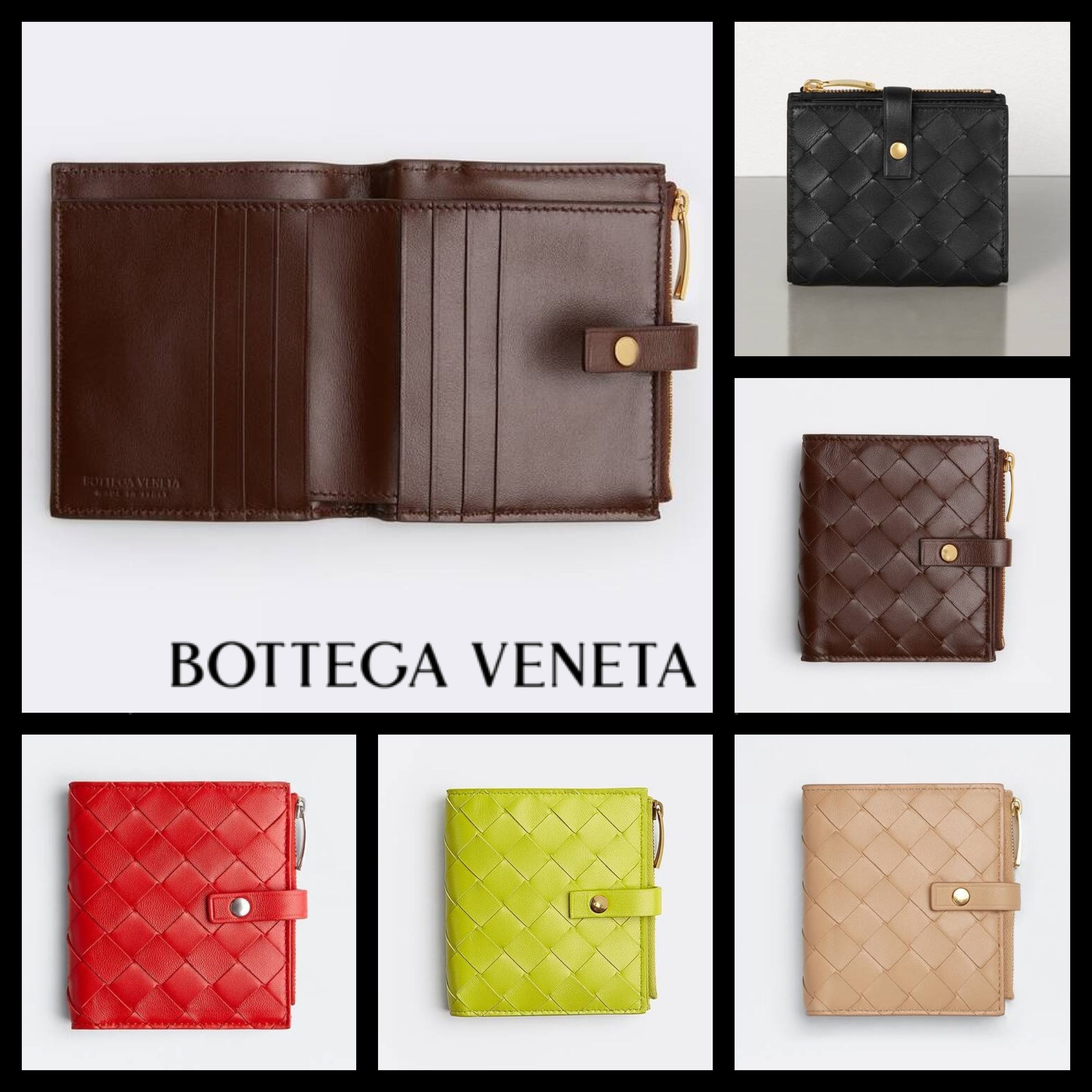 BOTTEGA VENETA スモール 二つ折りファスナーウォレット レザー BOTTEGA VENETA スモール 二つ折りファスナーウォレット レザー