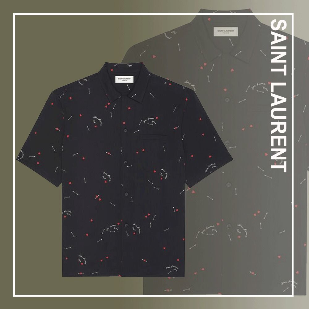 Saint Laurent☆シャークカラーシャツ☆キューピッドモチーフ (Saint Saint Laurent☆シャークカラーシャツ☆キューピッドモチーフ (Saint