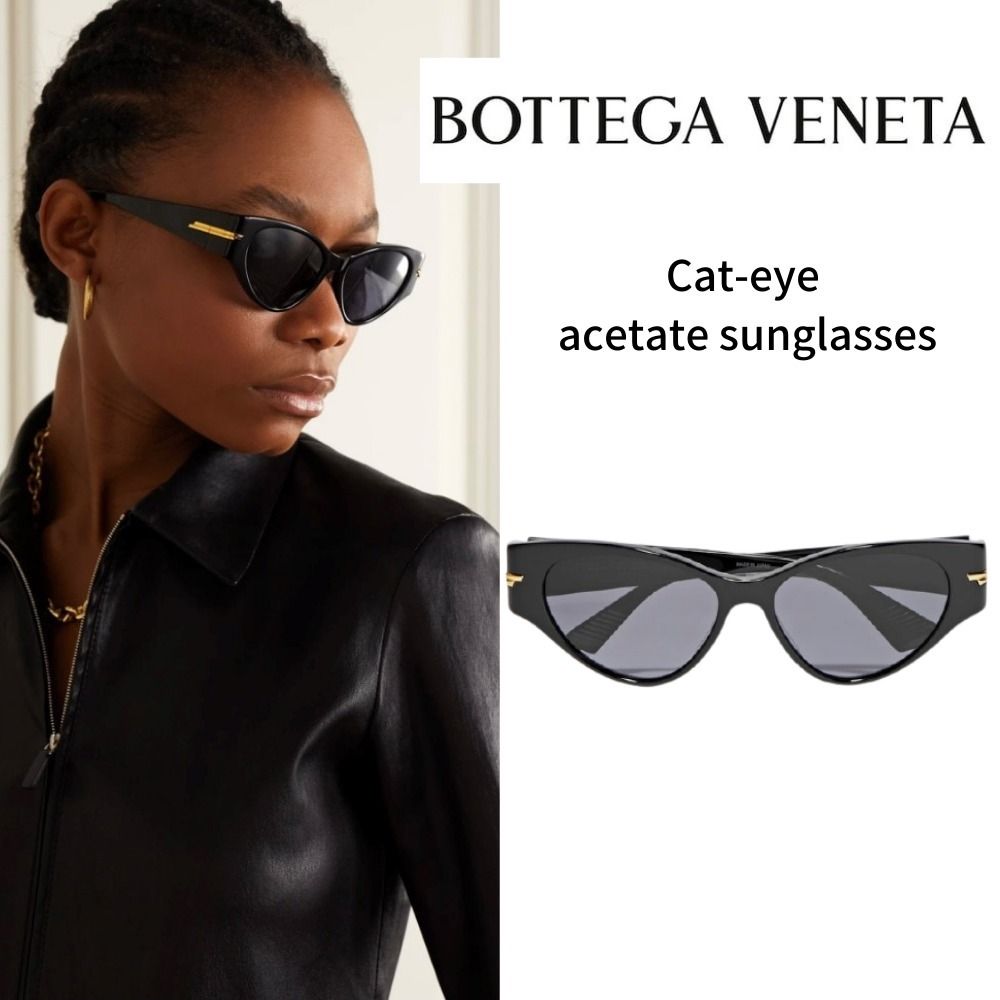 BOTTEGA VENETA キャットアイ アセテートサングラス ブラック (BOTTEGA