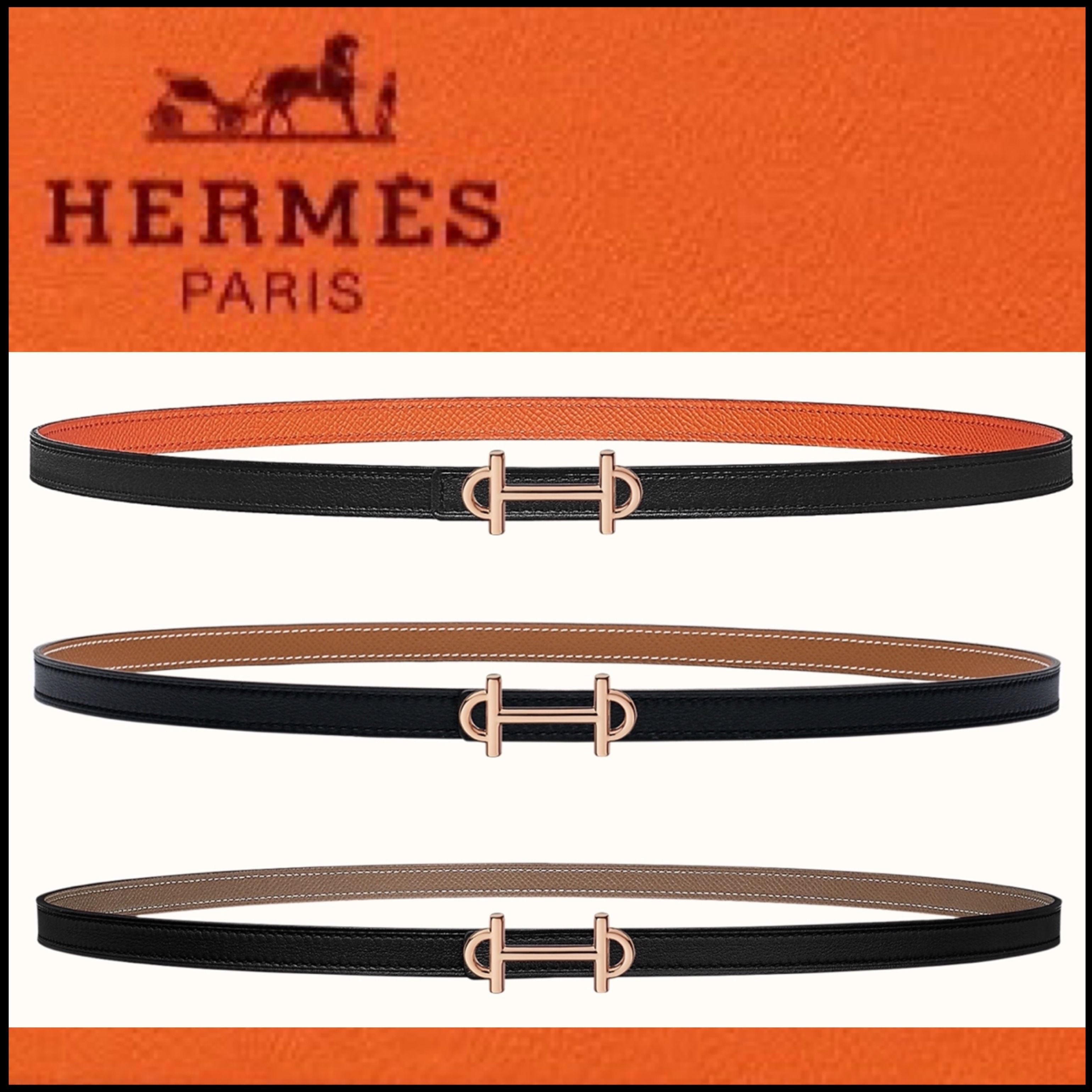 日本未入荷【HERMES】多色展開☆13mm幅 リバーシブル ベルト