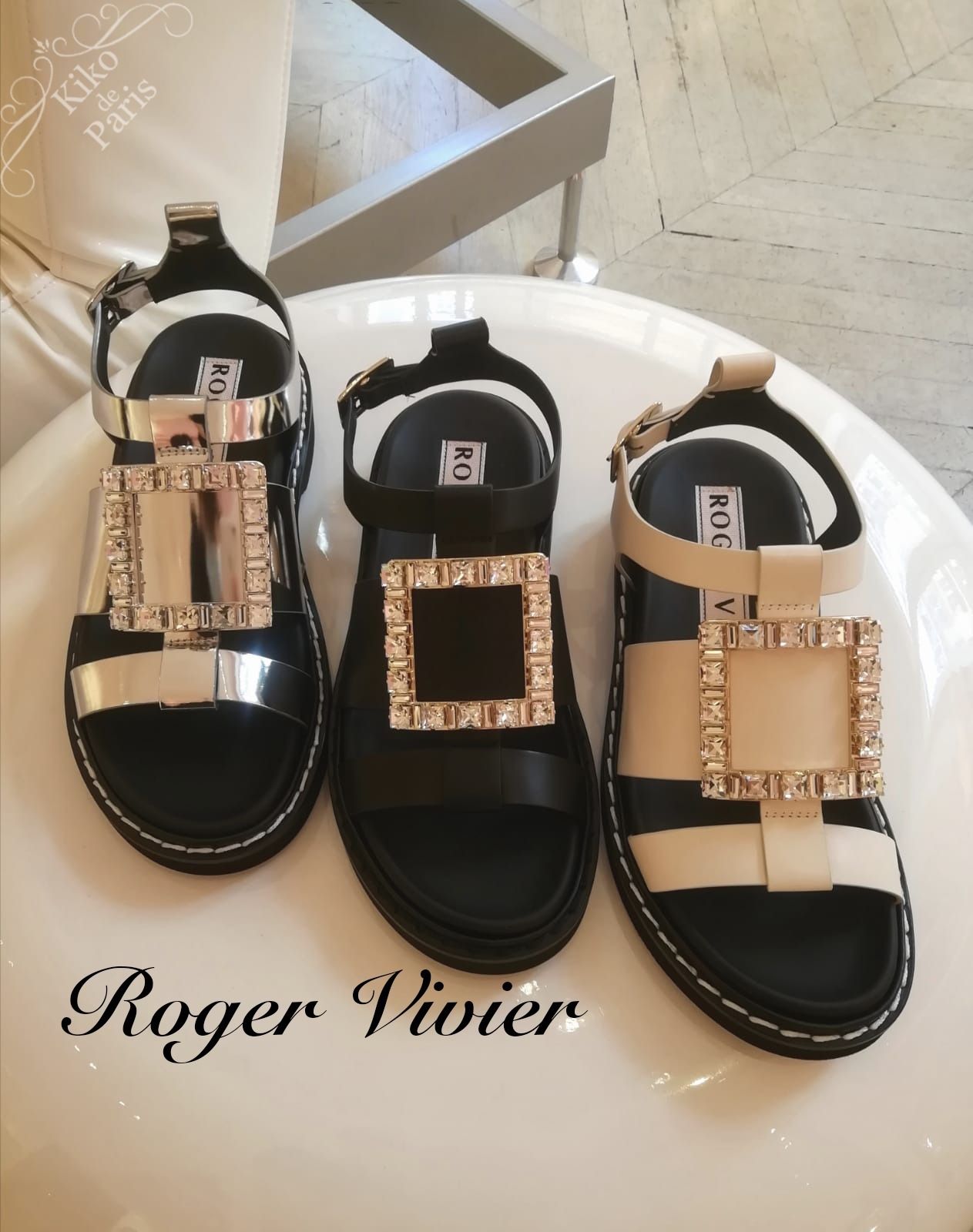 ♪Roger Vvier♪ Viv' Rangers ストラス バックル サンダル (Roger ♪Roger Vvier♪ Viv' Rangers ストラス バックル サンダル (Roger
