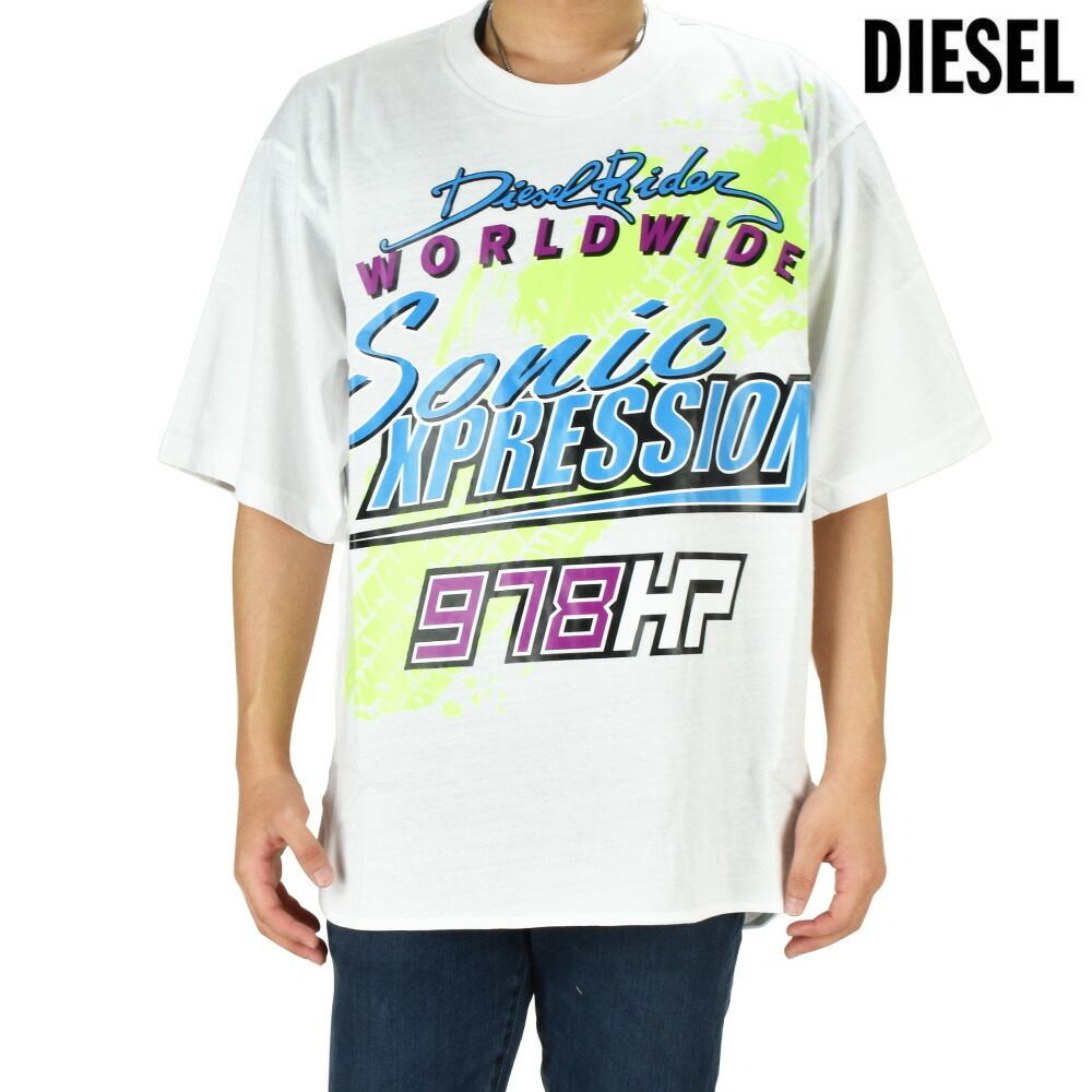 DIESEL Tシャツ 半袖 プリント 綿100% カットソー ホワイト 白