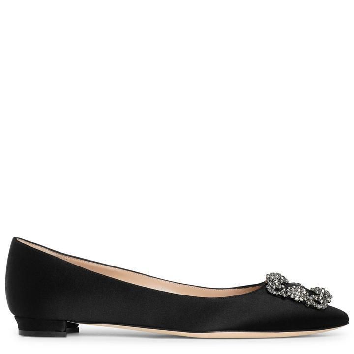 MANOLO BLAHNIK】Hangisi ハンギシ サテン バレリーナ/ Black (Manolo MANOLO BLAHNIK】Hangisi ハンギシ サテン バレリーナ/ Black (Manolo