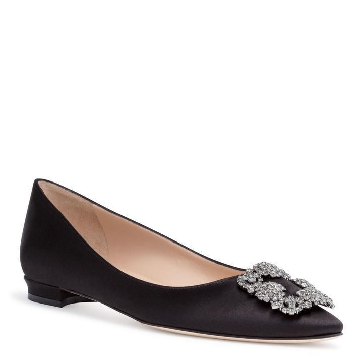 MANOLO BLAHNIK】Hangisi ハンギシ サテン バレリーナ/ Black (Manolo MANOLO BLAHNIK】Hangisi ハンギシ サテン バレリーナ/ Black (Manolo