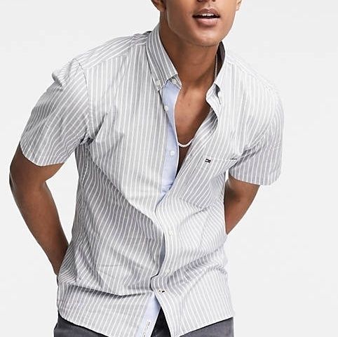 Tommy Hilfiger】ソフトストライプ*ボタンダウン半袖シャツ (Tommy Tommy Hilfiger】ソフトストライプ*ボタンダウン半袖シャツ (Tommy