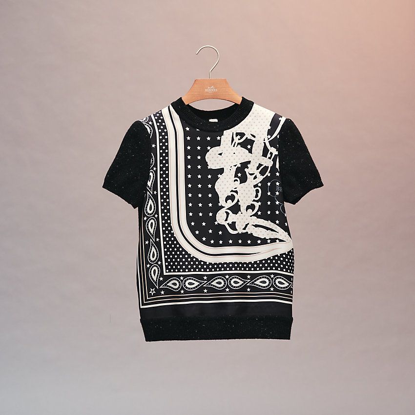 HERMES◇21AW◇ツイルレーヌ半袖ニット《ブリッド・ドゥ・ガラ HERMES◇21AW◇ツイルレーヌ半袖ニット《ブリッド・ドゥ・ガラ