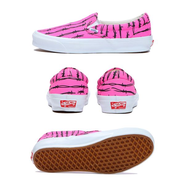 スリッポン!VANS OG CLASSIC 有刺鉄線☆ピンク白 兼用 国内発送 (VANS スリッポン!VANS OG CLASSIC 有刺鉄線☆ピンク白 兼用 国内発送 (VANS