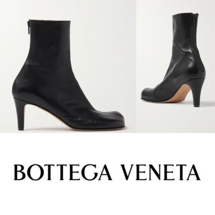 BOTTEGA ボッテガヴェネタ】 ブロックレザーアンクルブーツ (BOTTEGA BOTTEGA ボッテガヴェネタ】 ブロックレザーアンクルブーツ (BOTTEGA