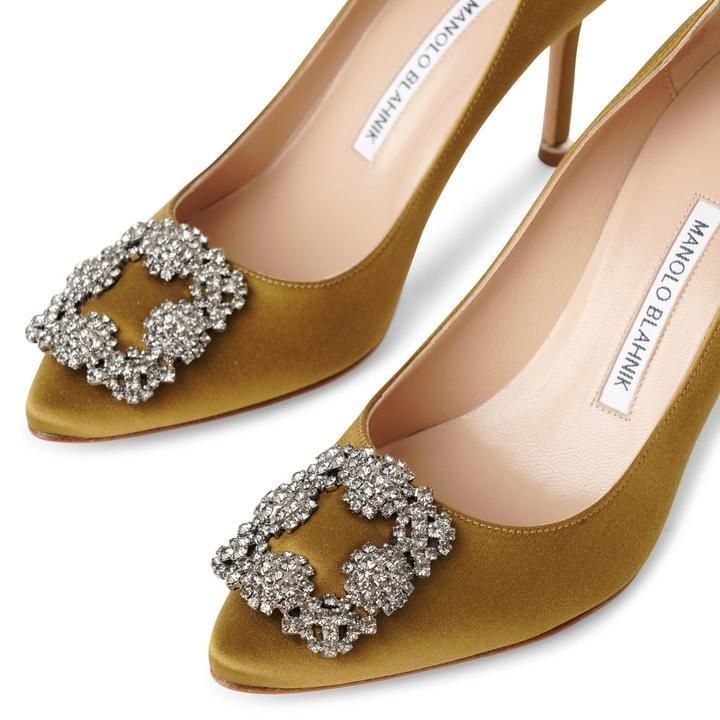 MANOLO BLAHNIK】Hangisi 90 サテン パンプス/ Coral・Olive (Manolo MANOLO BLAHNIK】Hangisi 90 サテン パンプス/ Coral・Olive (Manolo