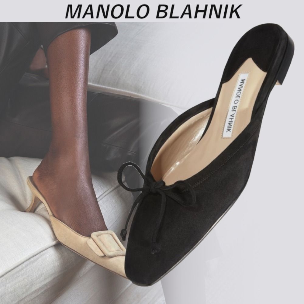 MANOLO BLAHNIK】Ballerimu スエードフラットミュール 10mm (Manolo ...