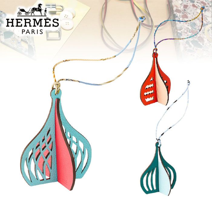 HERMES☆《プティアッシュ》レザーチャーム ドーム3D HERMES☆《プティアッシュ》レザーチャーム ドーム3D