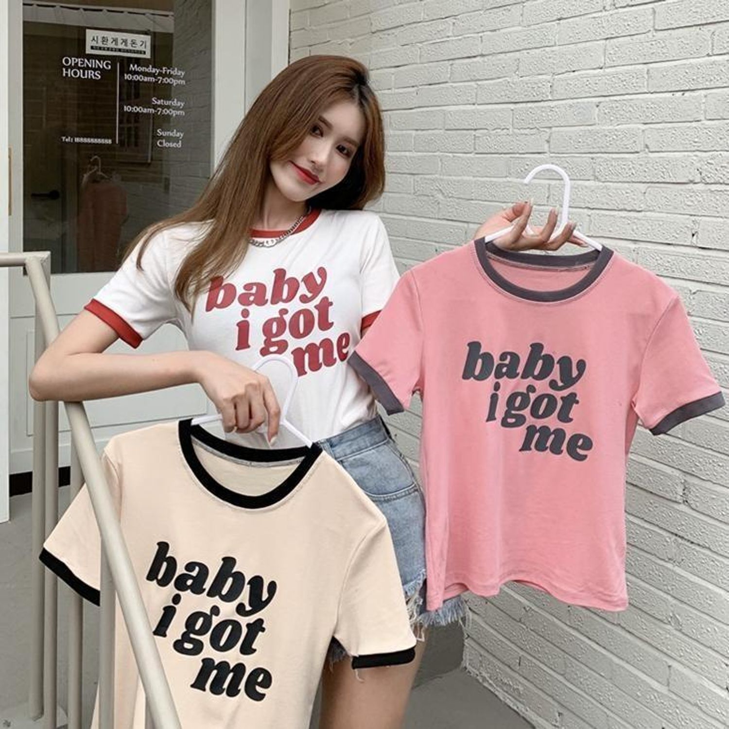 3olor リンガーネック Tシャツ かわいい 韓国ファッション Tシャツ カットソー Buyma