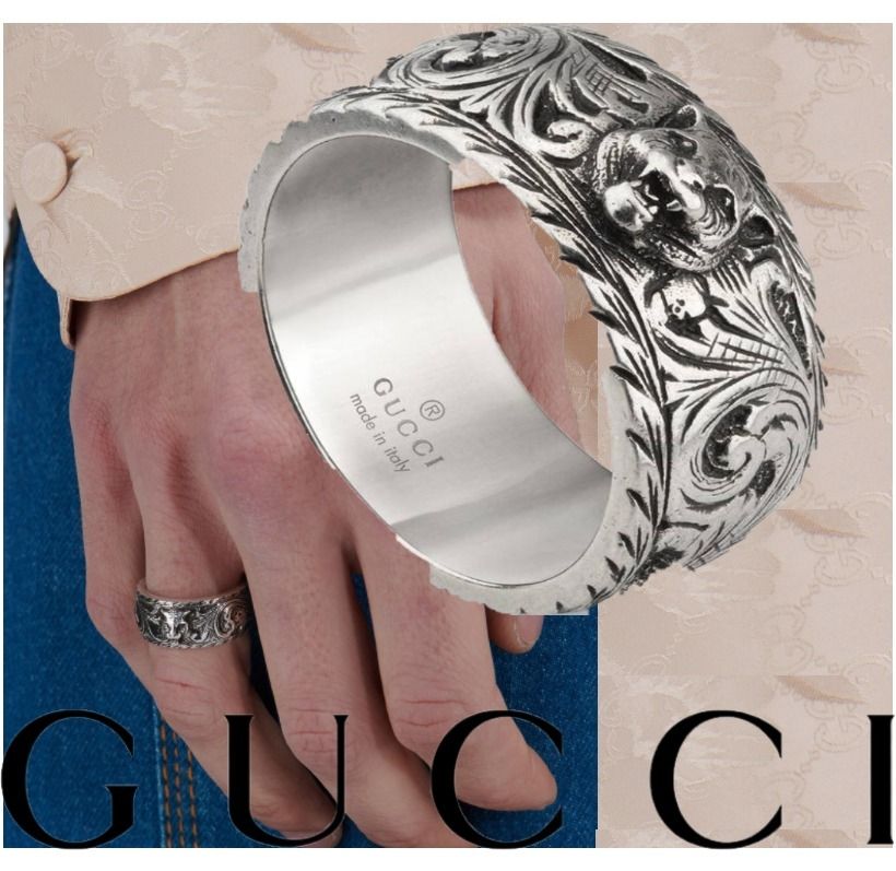 GUCCI ☆Thin silver ring with feline head☆指輪 ☆男女兼用