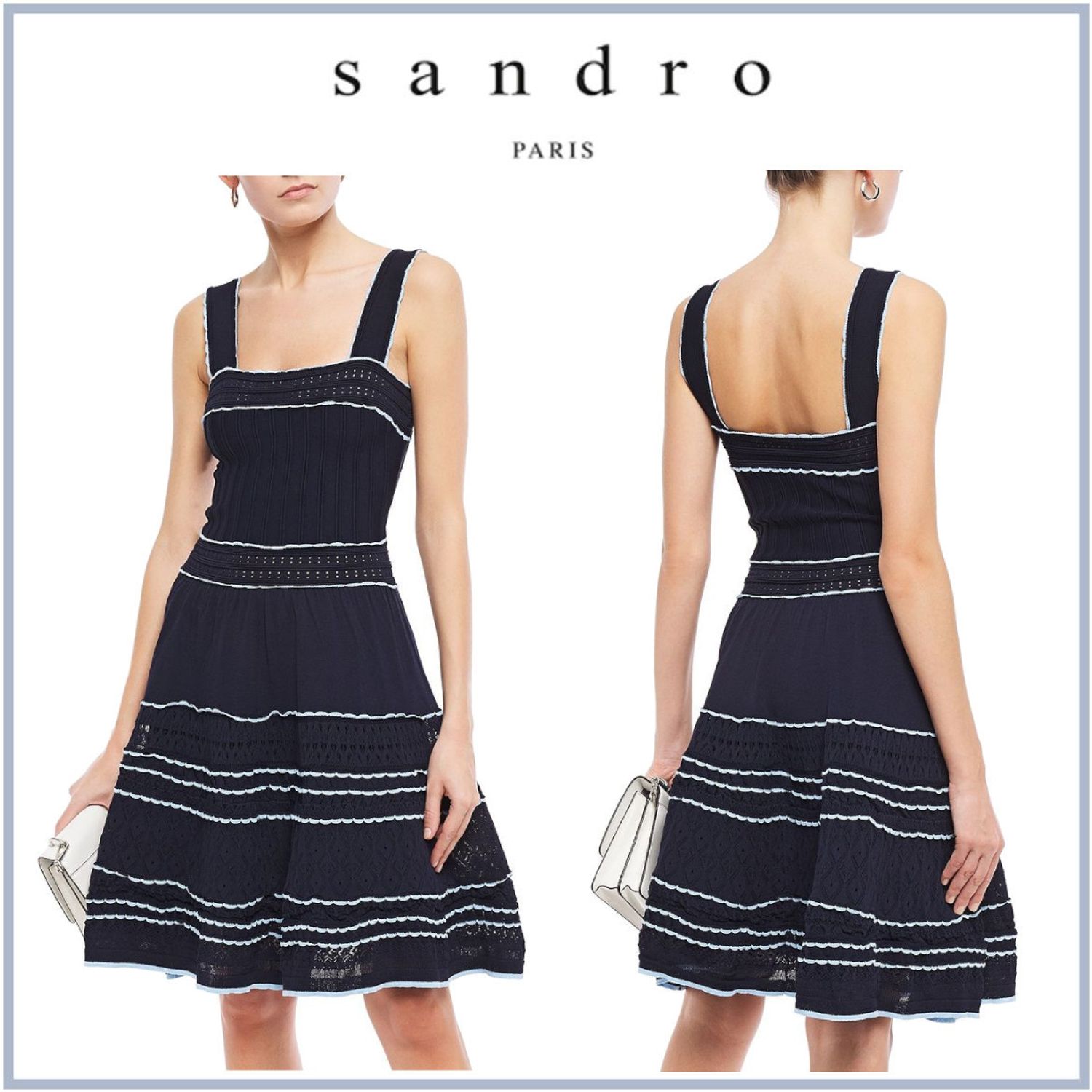 国内発送 Sandro フレア かぎ針編みトリム ニット ワンピース Sandro ワンピース Buyma