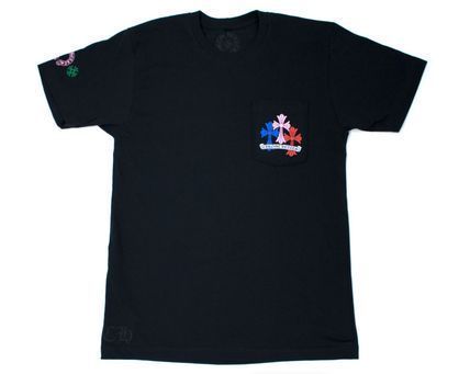 クロムハーツ★十字架紋章Tシャツ★ Cross Cemetery T-shirt CHROME HEARTS Tシャツ 黒色 十字架刺繍