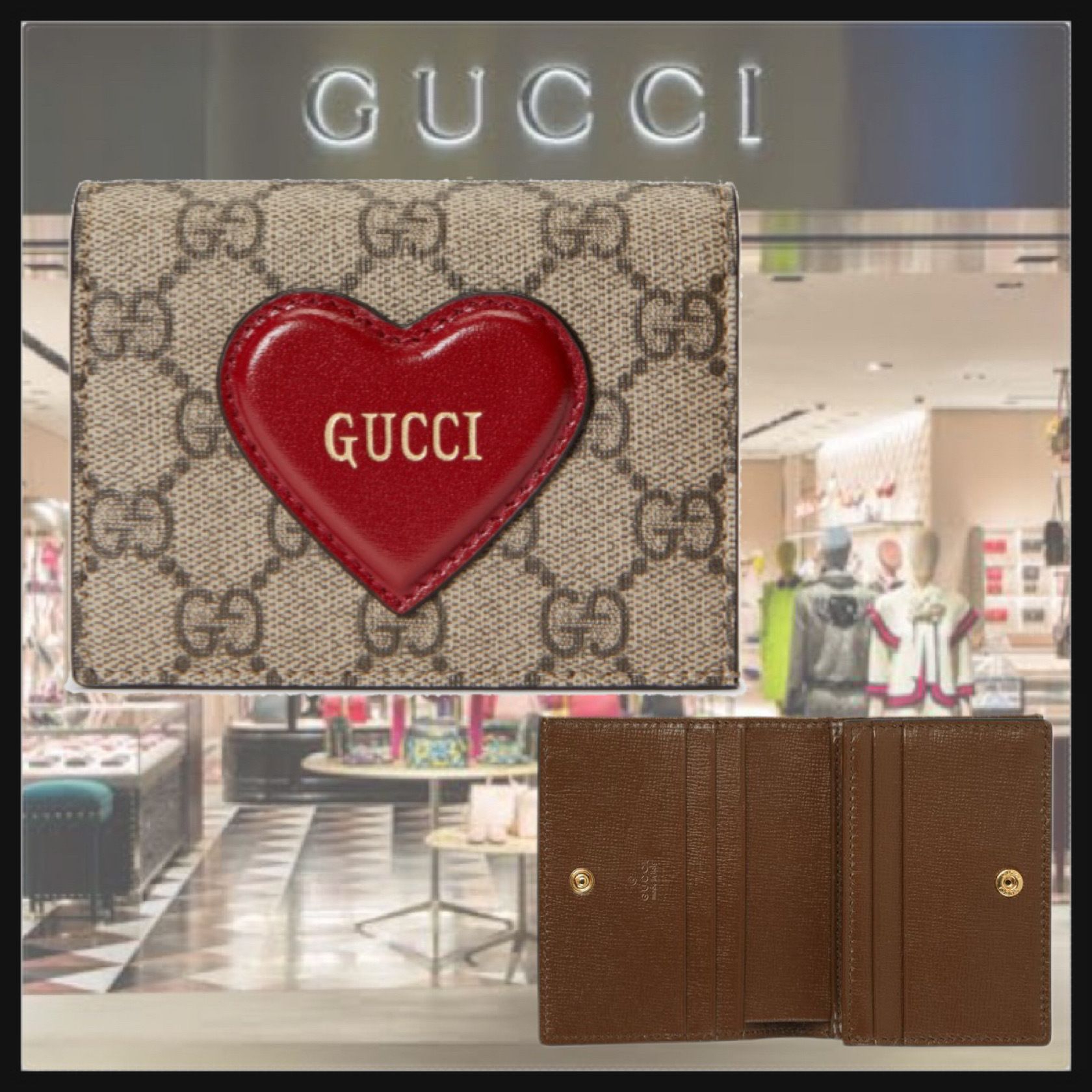大人気 GUCCI ハート モチーフ付き カードケース ウォレット (GUCCI ...