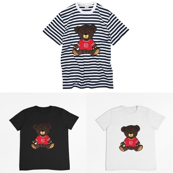 刺繍Tシャツ 3D刺繍 Tシャツ Tシャツ 半袖 ボーダーシャツ くま クマTシャツ 3D刺繍 Tシャツ 半袖 ボーダーシャツ 子供 (T