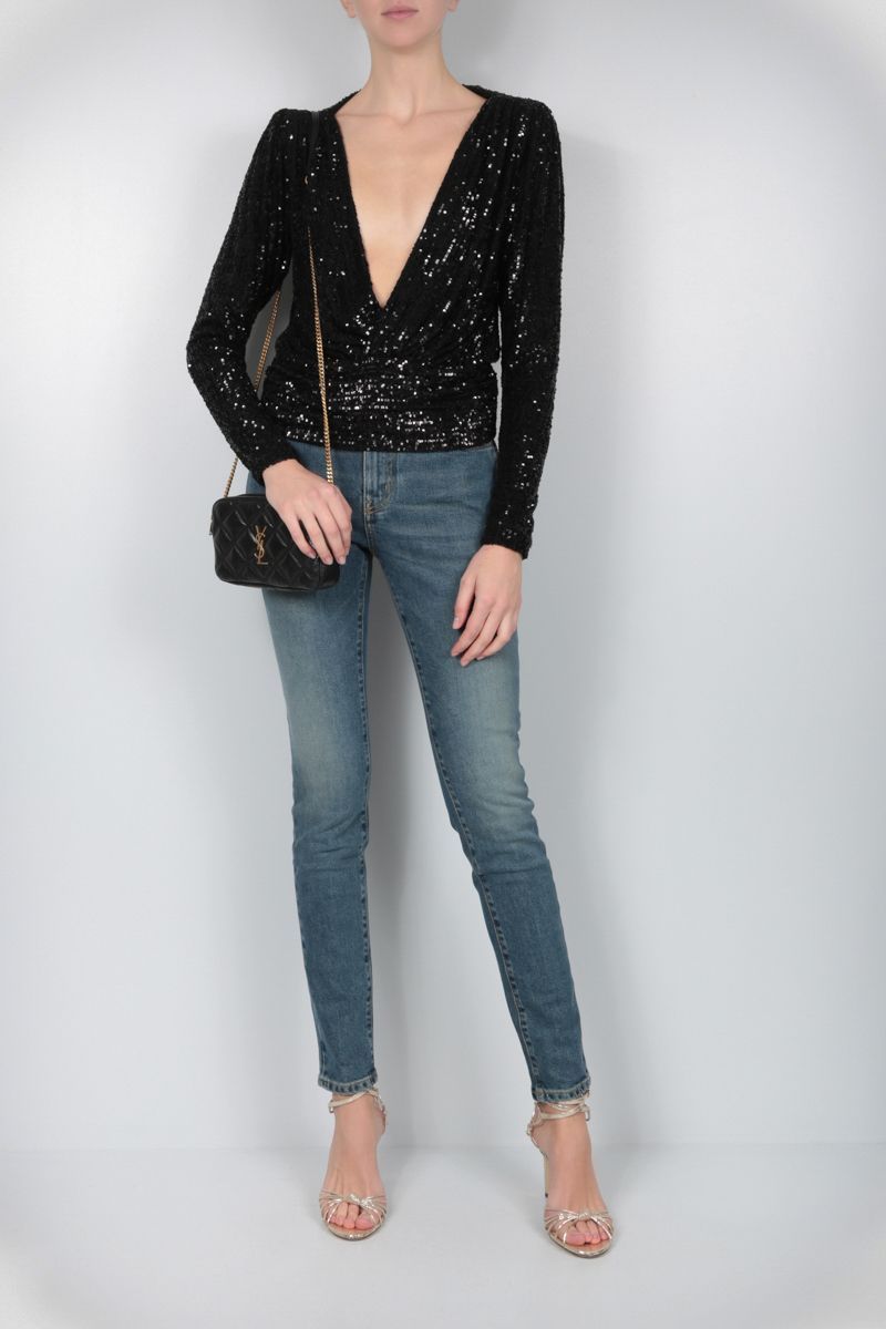 国内発送* SAINT LAURENT SEQUINNED FABRIC WRAP TOPトップス (Saint 国内発送* SAINT LAURENT SEQUINNED FABRIC WRAP TOPトップス (Saint