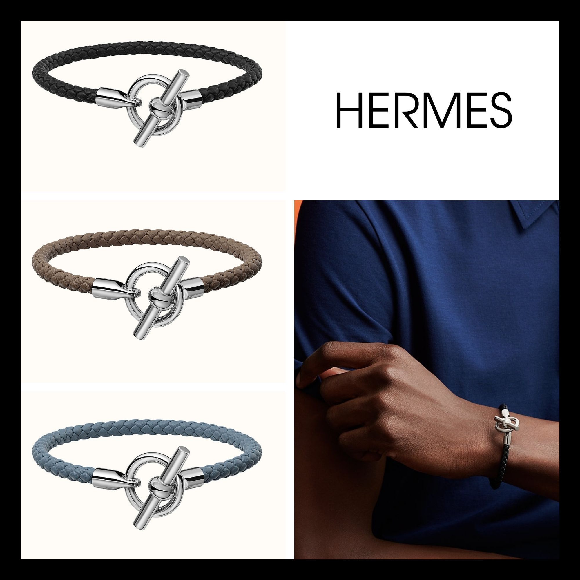 HERMES】直営/正規店 Glenan H ブレスレット カーフスキン 3色 (HERMES ...