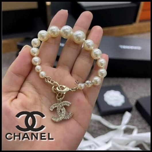 即対応 ホワイト パール ブレスレット 【CHANEL】