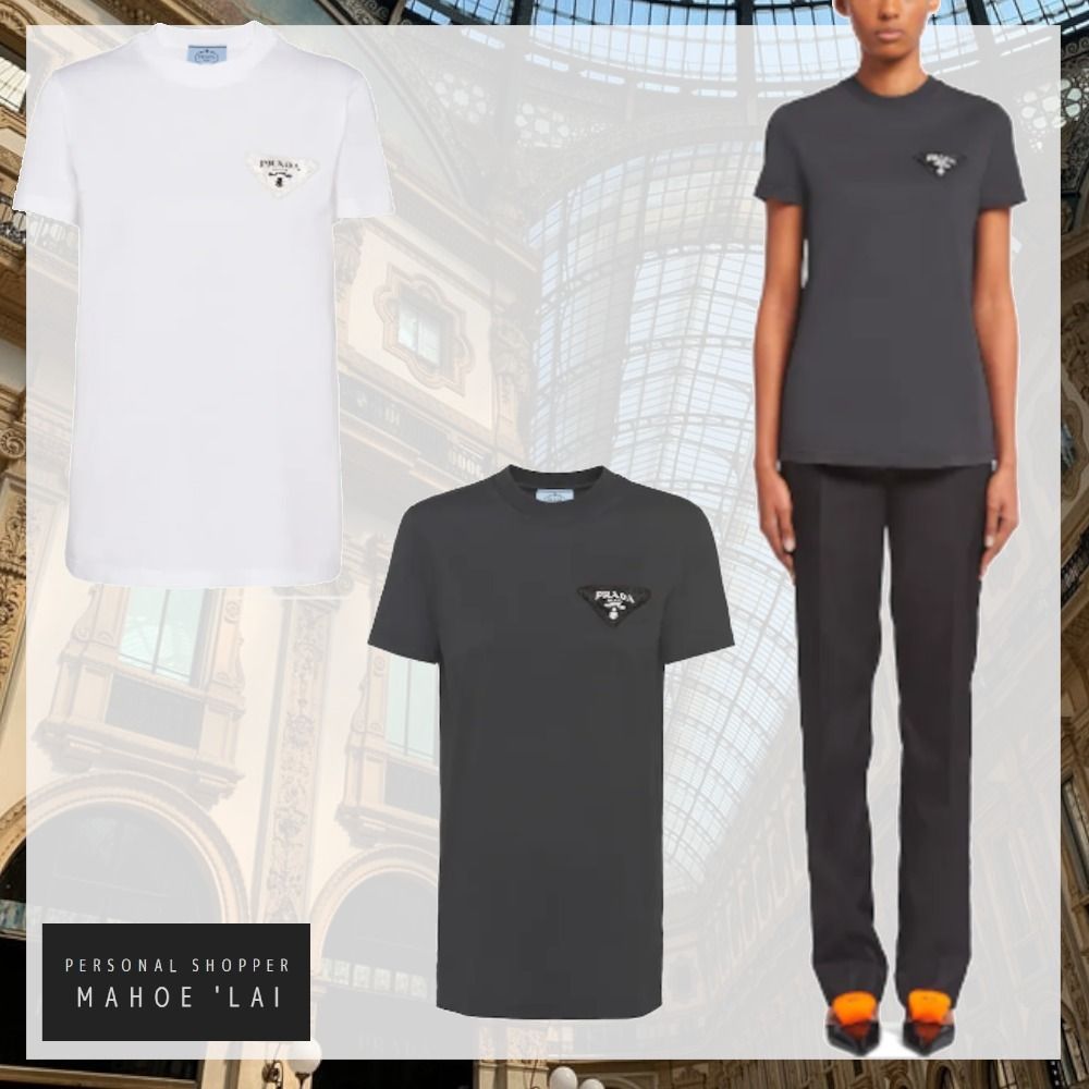 PRADA ロゴ入り ジャージー クルーネック Tシャツ (PRADA/Tシャツ PRADA ロゴ入り ジャージー クルーネック Tシャツ (PRADA/Tシャツ