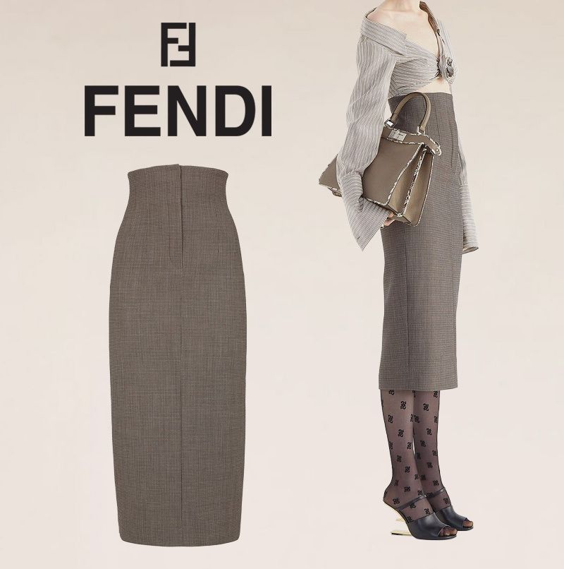 21AW直営店購入】FENDI グレー ウール スカート (FENDI/スカート 21AW直営店購入】FENDI グレー ウール スカート (FENDI/スカート