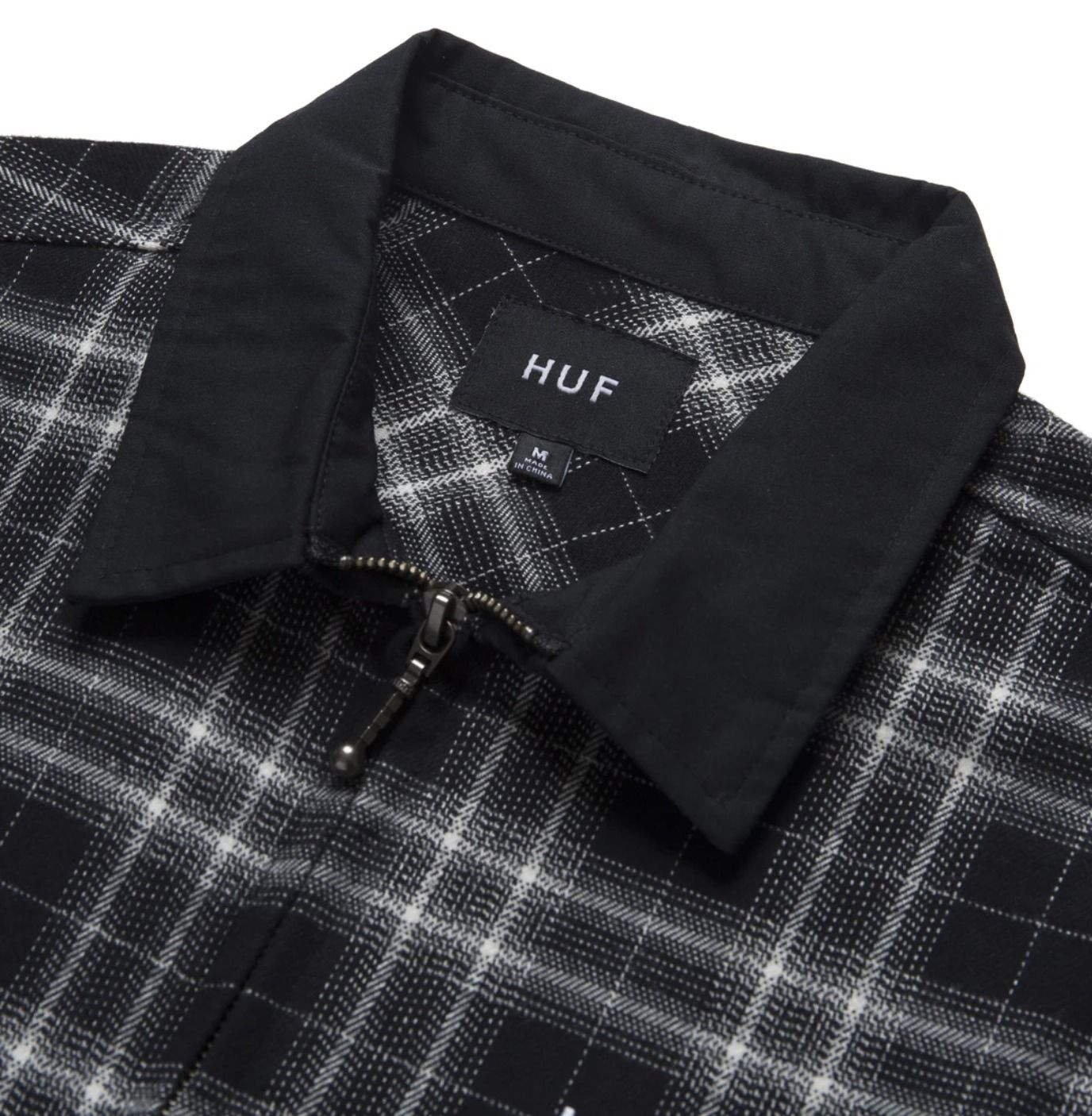 ☆米国発/送関込*HUF*新作*ロゴ刺繍ZIPチェック長袖シャツ/BL☆ (HUF ☆米国発/送関込*HUF*新作*ロゴ刺繍ZIPチェック長袖シャツ/BL☆ (HUF