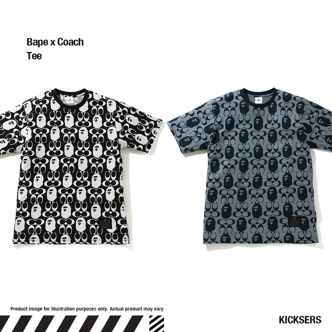 BAPE COACH COLLEGE Tシャツ コーチ エイプ TEE ベイプ 農相支援の新人当選 コラボ Tシャツ coach x bape Tシャツ/カットソー(半袖/袖なし)