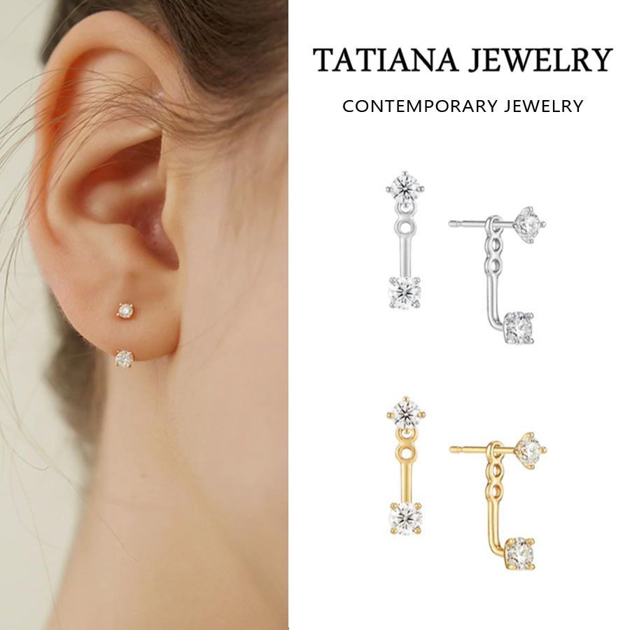 ★韓国人気★TATIANA★Button Pearl Ear Jacket Earrings Ear Jacket Earrings | Freshwater Pearl Wedding Jewelry