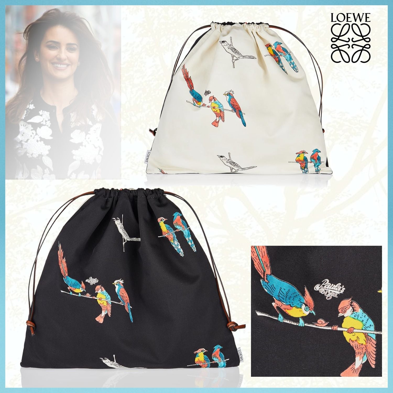 LOEWE ポーチ パロット ドローストリングポーチ キャンバス (LOEWE ...