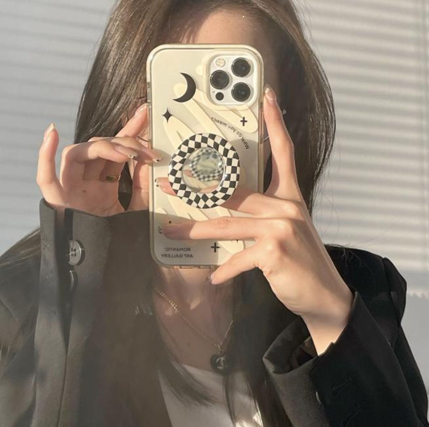 Iphone スマホ ケース リング 星 イラスト チェック ミラー 韓国 Iphone スマホケース Buyma