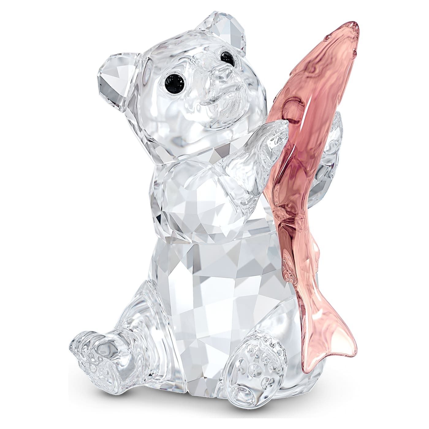 SWAROVSKI クマと魚 野生の生き物 オブジェ ピンク (SWAROVSKI お値下げしました Swarovski クマ 置物