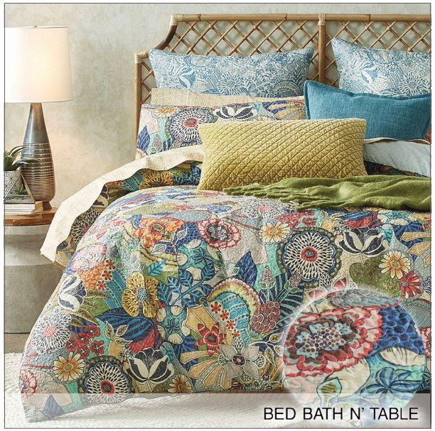 BedBath`N Table□カラフルフラワーキルティング布団&枕カバー