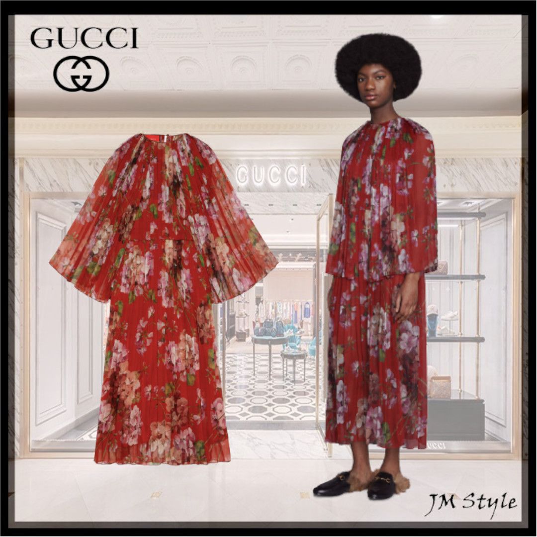 国内発送☆GUCCI】フローラル プリント 花柄 プリーツドレス - www ...
