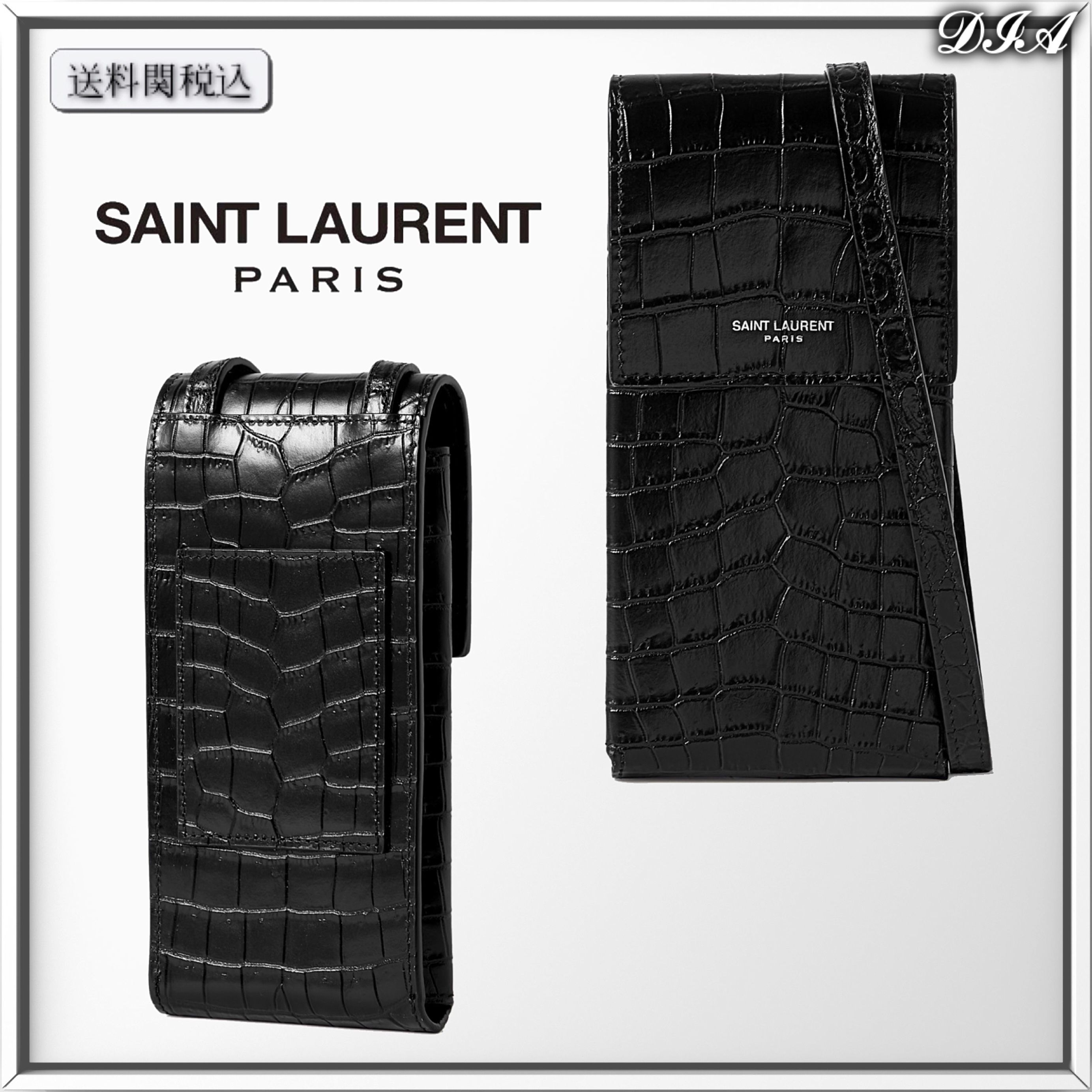 SAINT LAURENT クロコダイルパターン レザー フォンポーチ 人気 (Saint SAINT LAURENT クロコダイルパターン レザー フォンポーチ 人気 (Saint