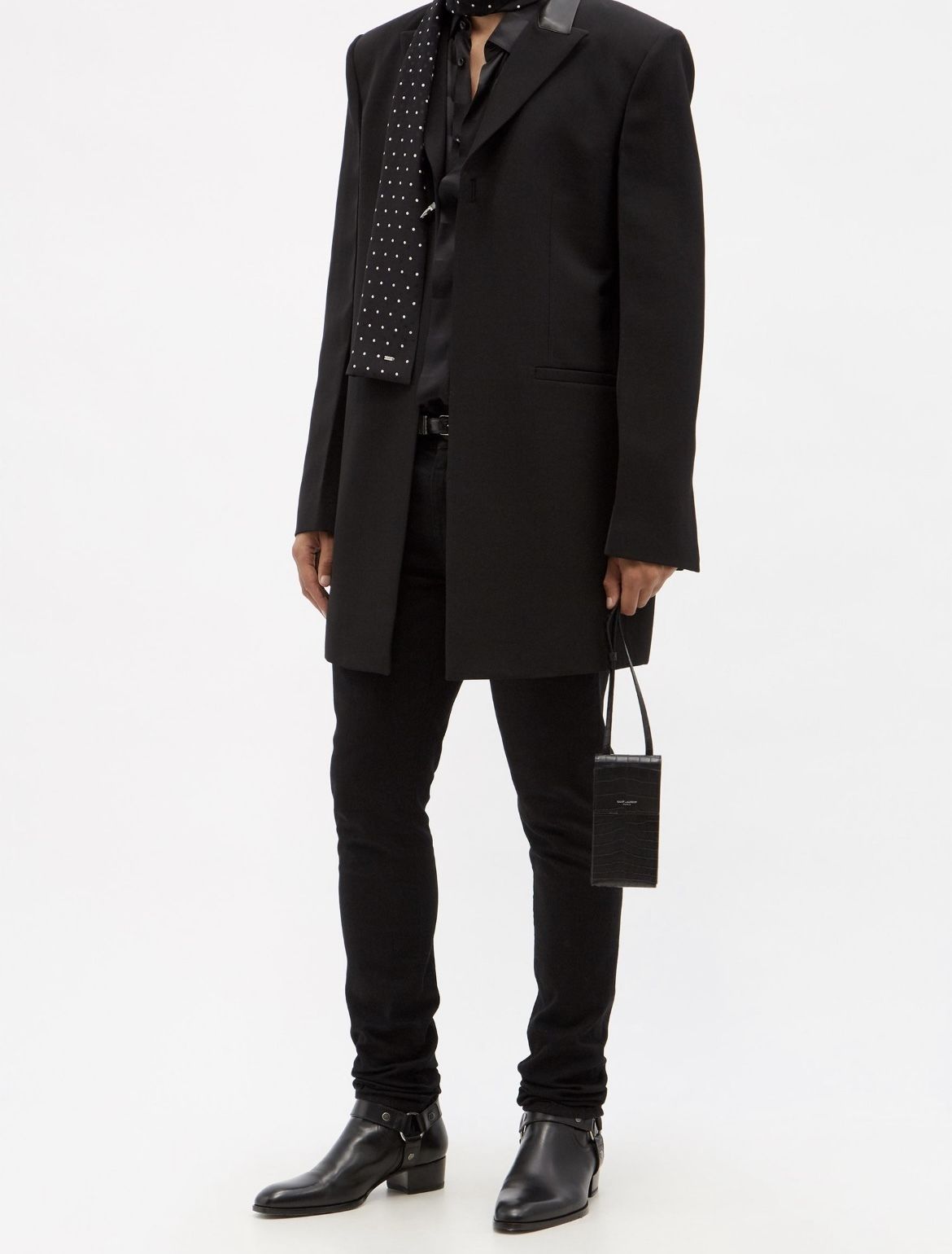 SAINT LAURENT クロコダイルパターン レザー フォンポーチ 人気 (Saint SAINT LAURENT クロコダイルパターン レザー フォンポーチ 人気 (Saint