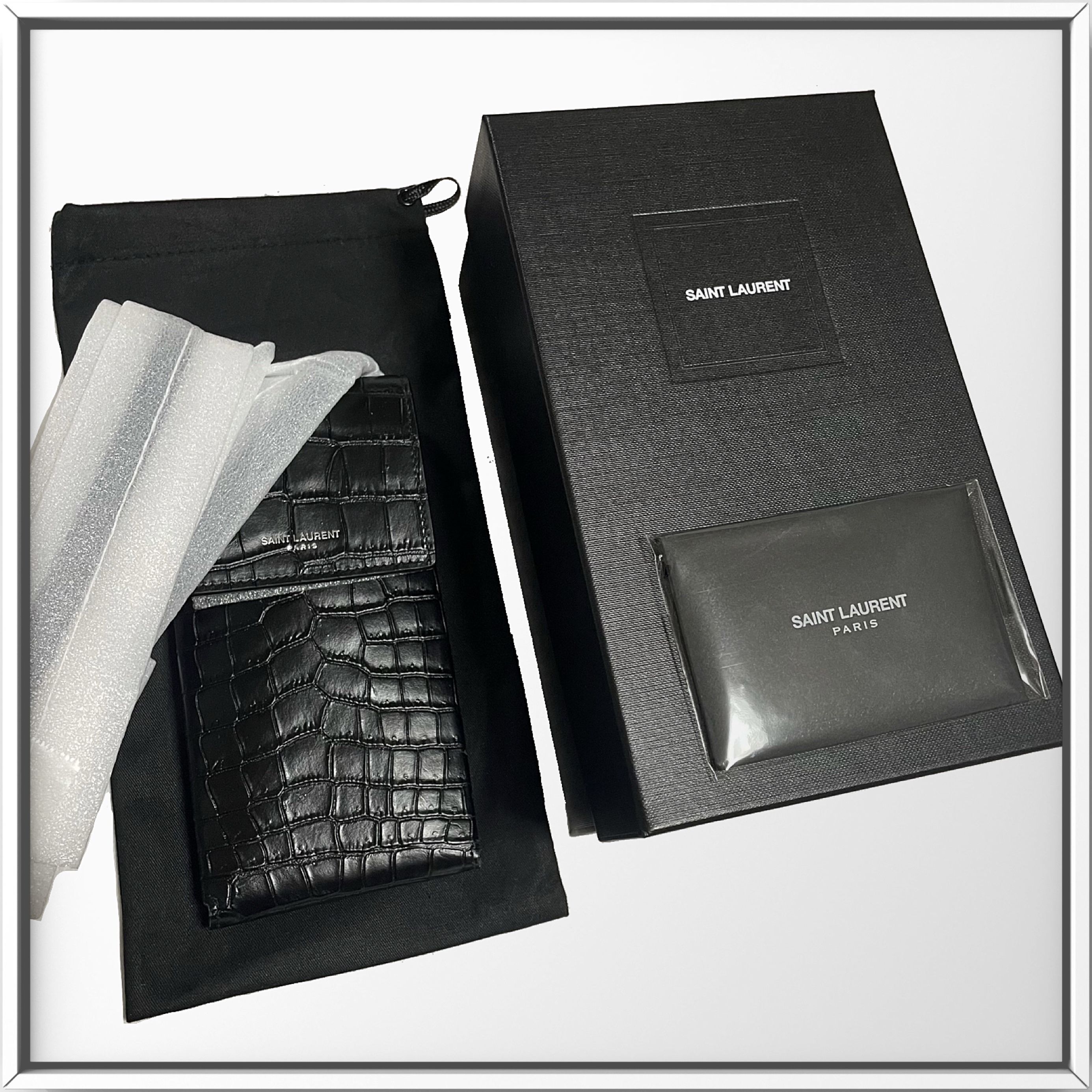 SAINT LAURENT クロコダイルパターン レザー フォンポーチ 人気 (Saint SAINT LAURENT クロコダイルパターン レザー フォンポーチ 人気 (Saint