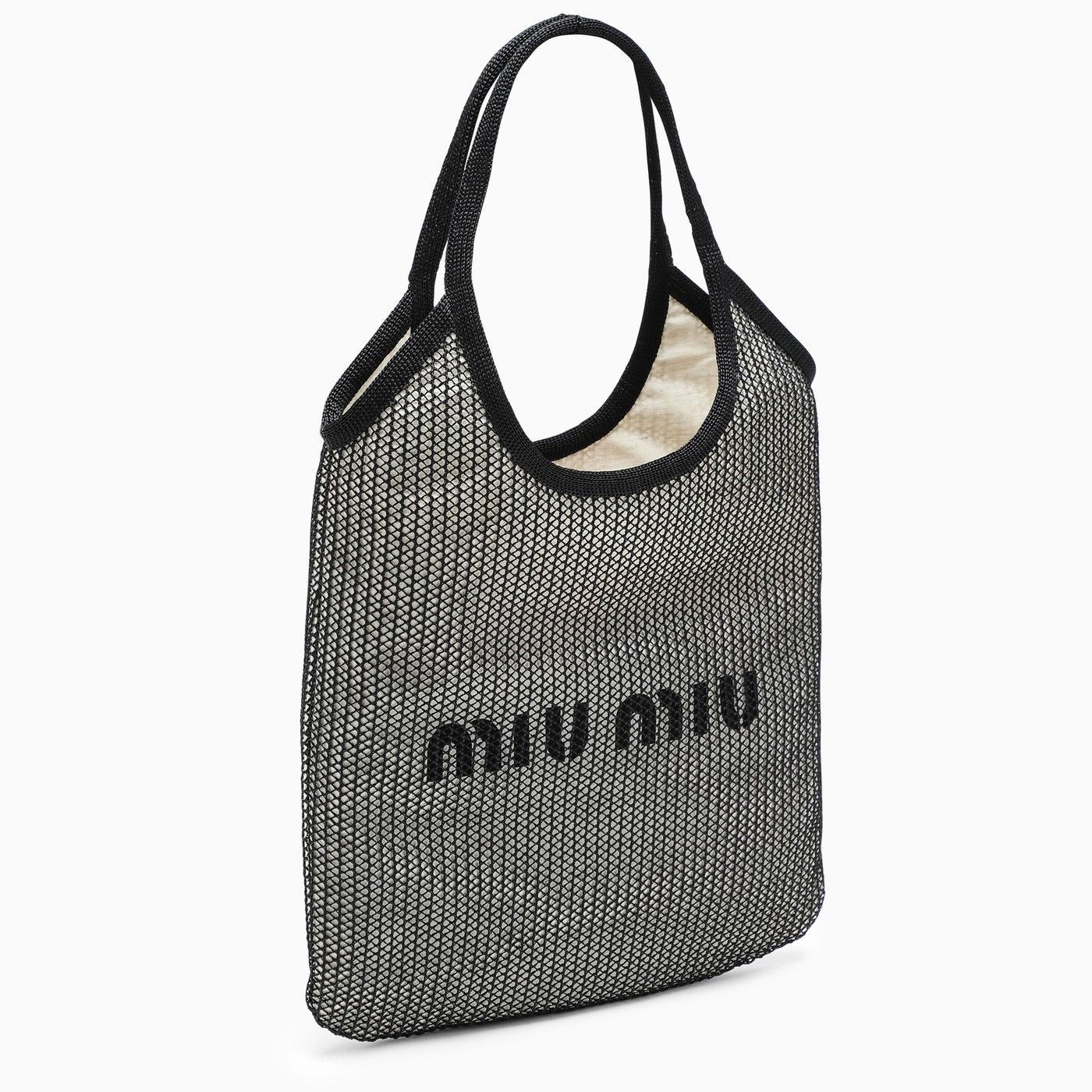 MIU MIU ラフィアxリネン プリントロゴ トートバッグ (MiuMiu/トート MIU MIU ラフィアxリネン プリントロゴ トートバッグ (MiuMiu/トート