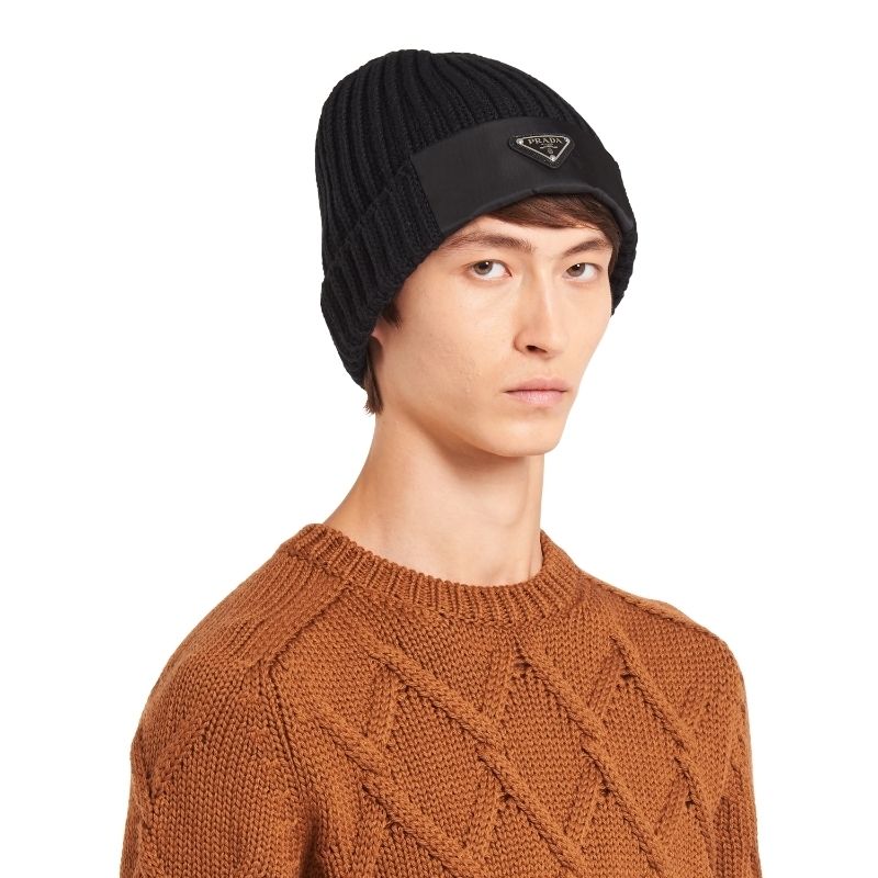 完売間近】PRADA◇Re-Nylon ギャバジン ウール キャップ ロゴ (PRADA 完売間近】PRADA◇Re-Nylon ギャバジン ウール キャップ ロゴ (PRADA