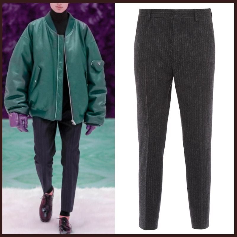 21AW【PRADA】プラダ ウール パンツ グレー (PRADA/スラックス ...
