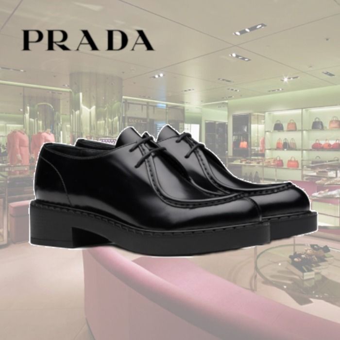 21AW】ブラッシュドレザーレースダービーシューズ ◇プラダ◇ (PRADA