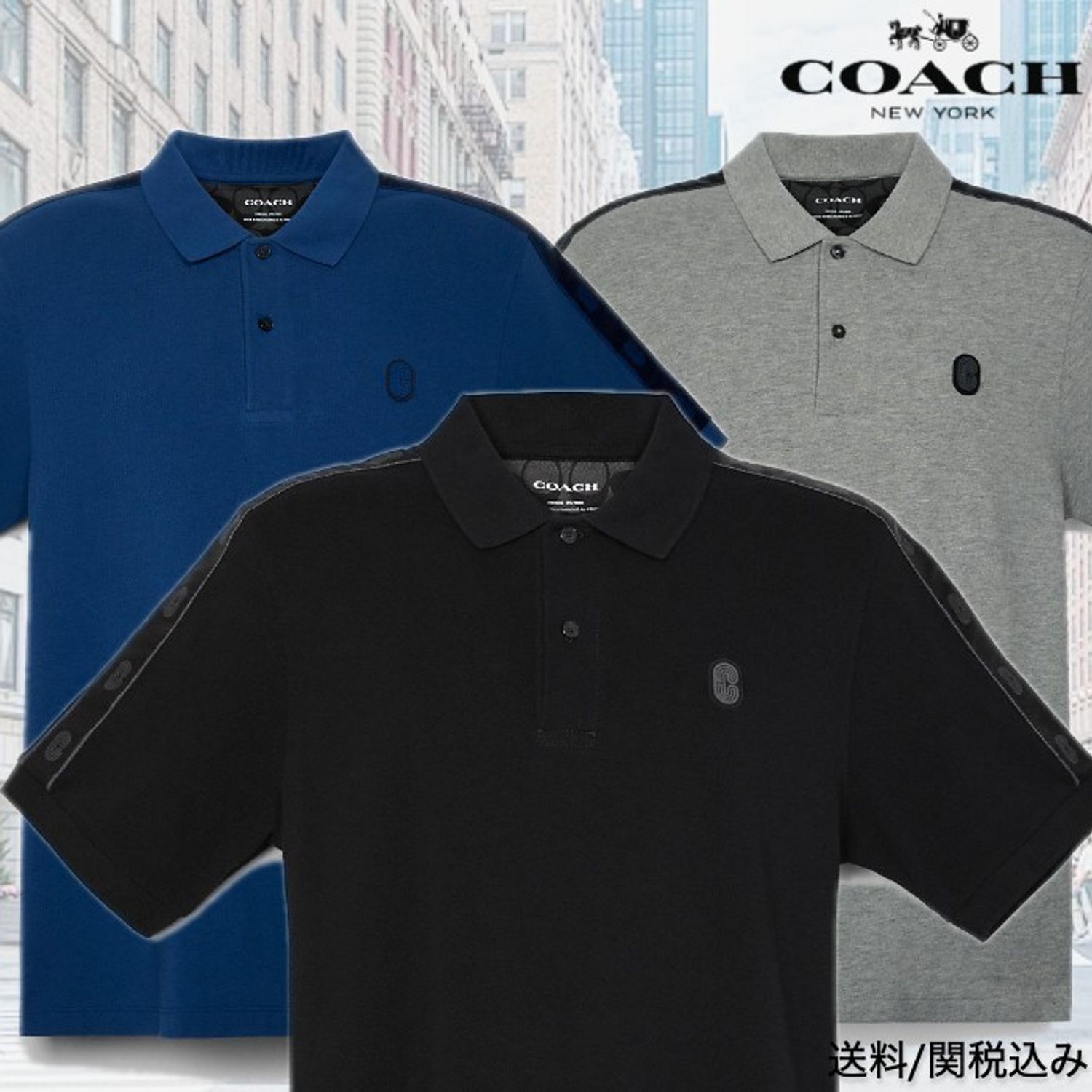 おしゃれ レトロ Cロゴ 肩テープ Coach コットン ポロシャツ Coach ポロシャツ Buyma