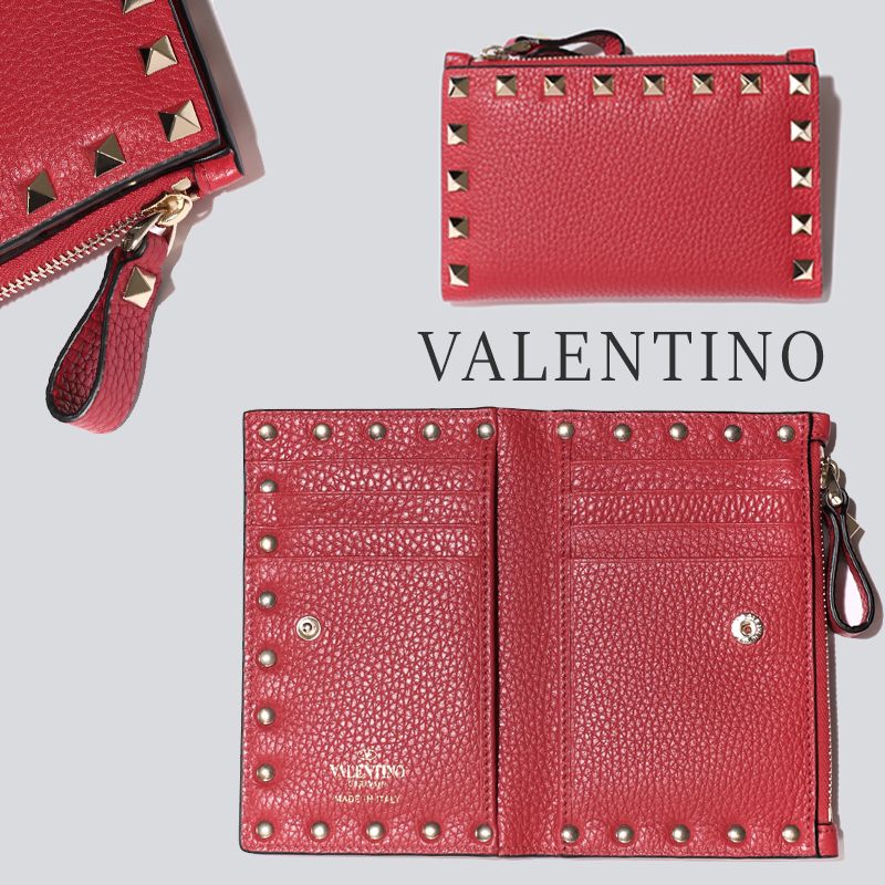 関税負担なし☆VALENTINO ロックスタッズ 付きカードホルダー 関税負担なし☆VALENTINO ロックスタッズ 付きカードホルダー