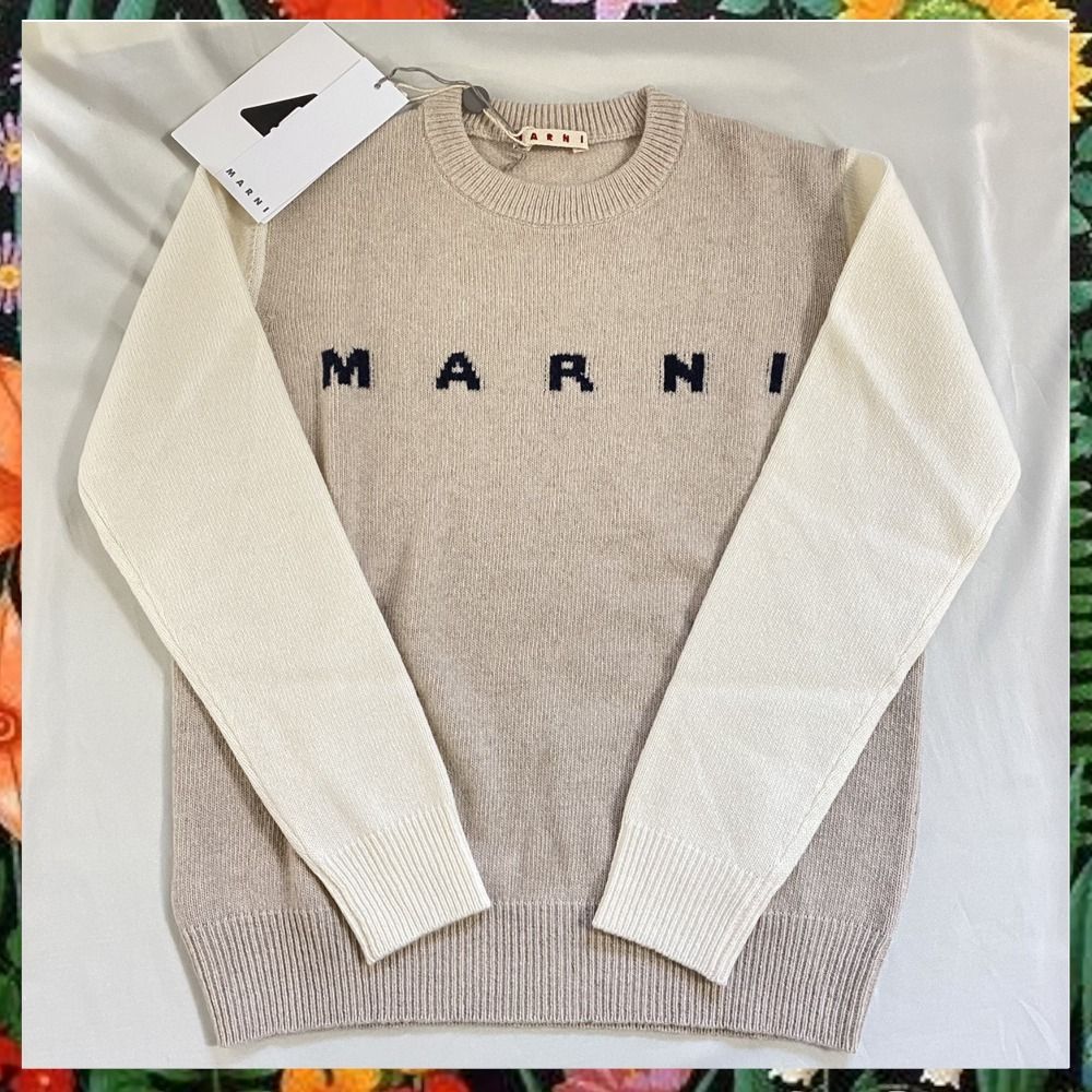 大人もOK!MARNI☆マルニ ロゴ ウールニットセーター ベージュ (MARNI 大人もOK!MARNI☆マルニ ロゴ ウールニットセーター ベージュ (MARNI