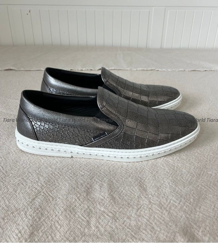 VIP☆Jimmy Choo GROVE クロコダイル レザー スニーカーGunmetal