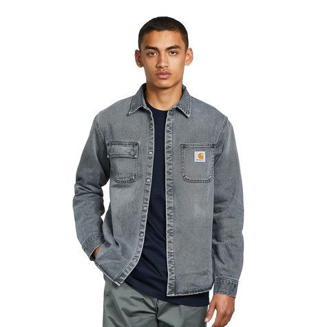 Carhartt◇長袖 ロゴ デニムシャツジャケット/グレーウォッシュ 激安通販サイト carharrt カーハート デニムシャツジャケット Gジャン/デニムジャケット